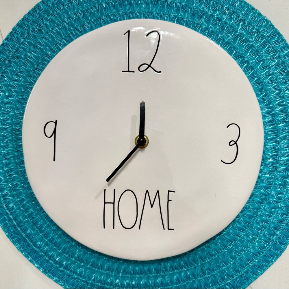 Rae Dunn White and Blue Wall Clock Decor